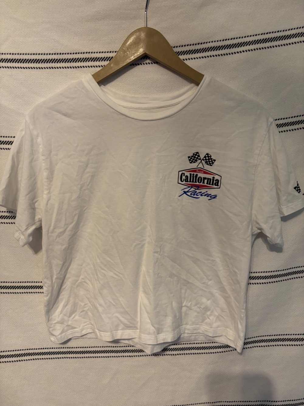 California Racing White Crop Top - Women's Casual Tee